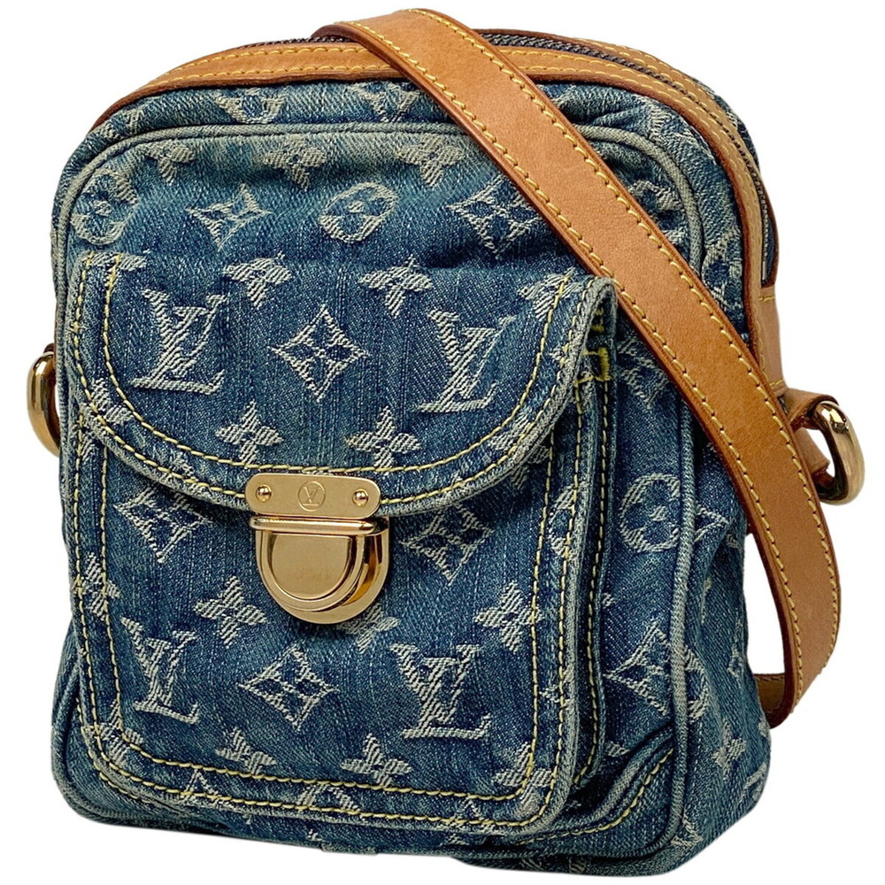 Louis Vuitton camera bag crossbody shoulder Monogram denim blue